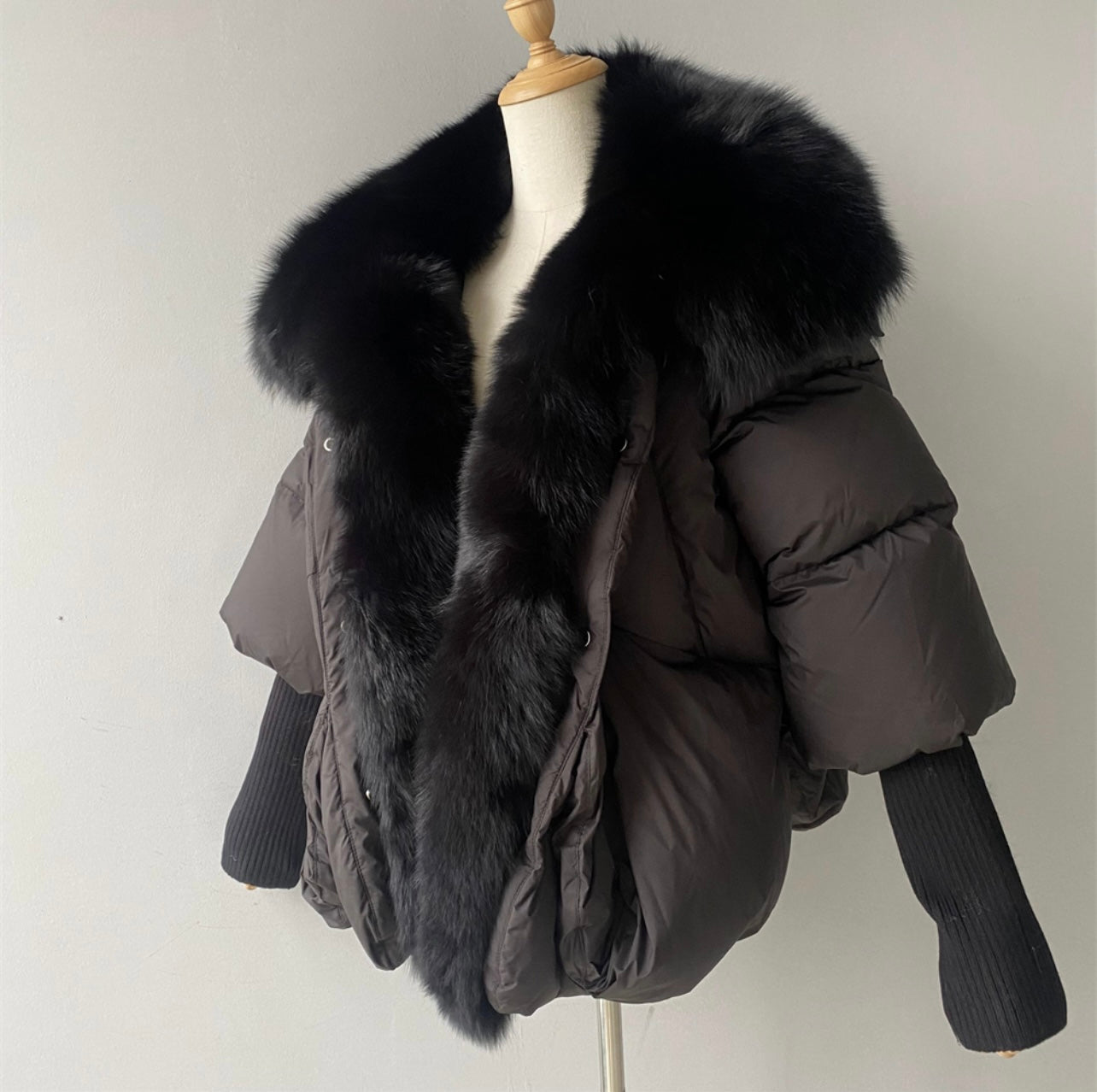 Silberfuchs Full Fur Balloon Bomber Jacke