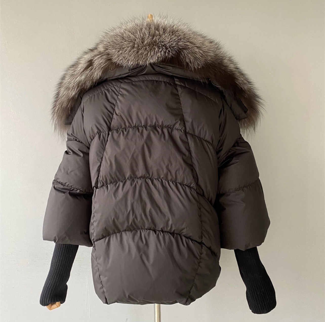 Silberfuchs Full Fur Balloon Bomber Jacke