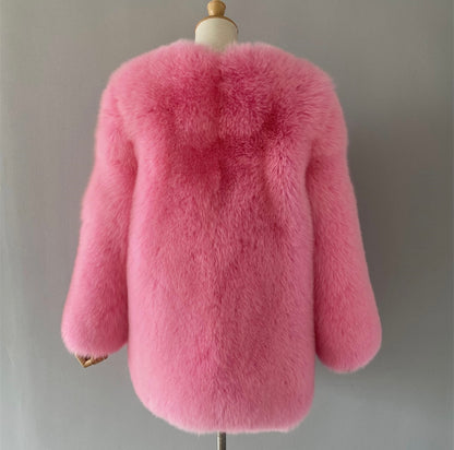 "Pink Gaelle" Fox Fur Coat - Furreal Fabrics