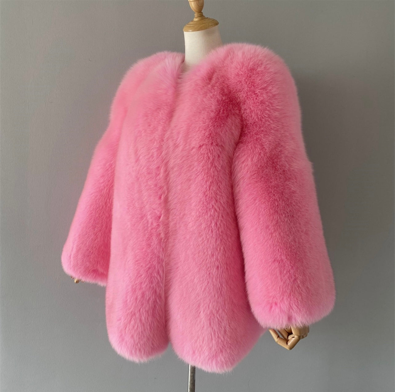 "Pink Gaelle" Fox Fur Coat - Furreal Fabrics