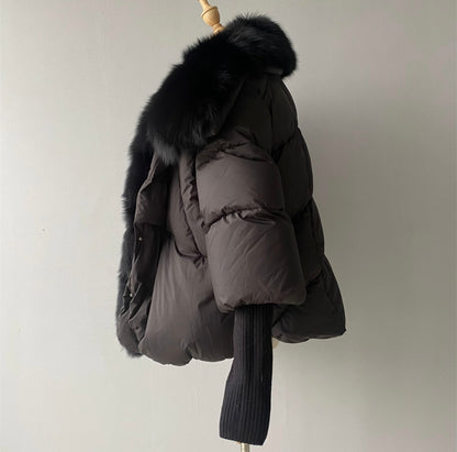 Silberfuchs Full Fur Balloon Bomber Jacke