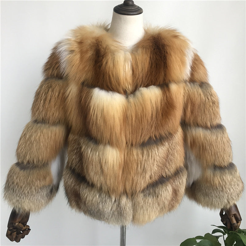 "Bruna" Red Fox Fur Jacket - Furreal Fabrics