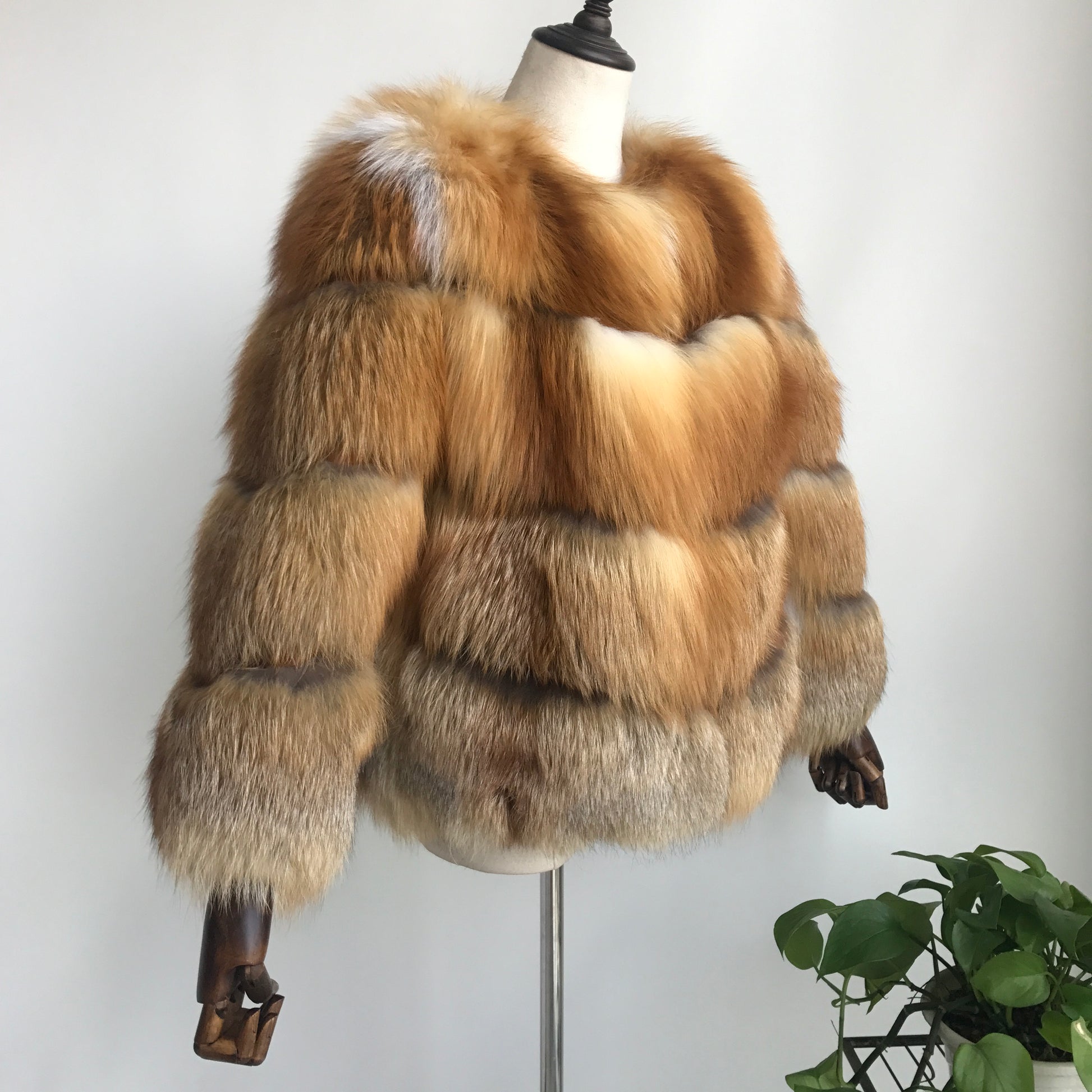 "Bruna" Red Fox Fur Jacket - Furreal Fabrics