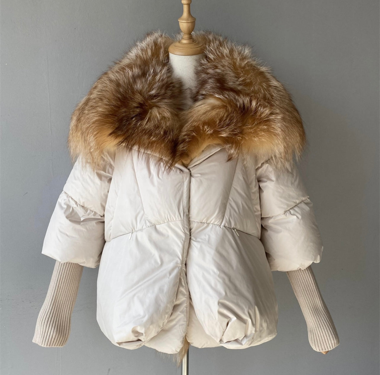 Silberfuchs Full Fur Balloon Bomber Jacke