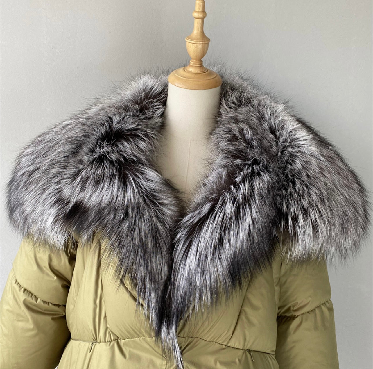 Silberfuchs Full Fur Balloon Bomber Jacke